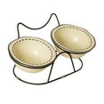 thumbnail image 1 of Ceramic Pet Bowl Alimentador de mascotas para gatos interiores Tazón de perro pequeño con soporte inclinado beige, 1 of 8