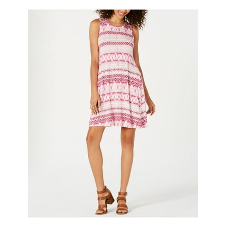 STYLE & COMPANY $49 Womens New Pink Tribal Sleeveless Shift Dress PL Petites B+B
