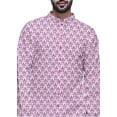 thumbnail image 4 of Atasi Button Down Asymmetrical Kurta For Men Printed Mandarin Long Sleeve Shirt, 4 of 5