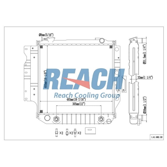REACH 41-1682 Radiator for 87-06 Jeep Wrangler; 97-06 Jeep TJ, Automotive Radiator Replacement Part