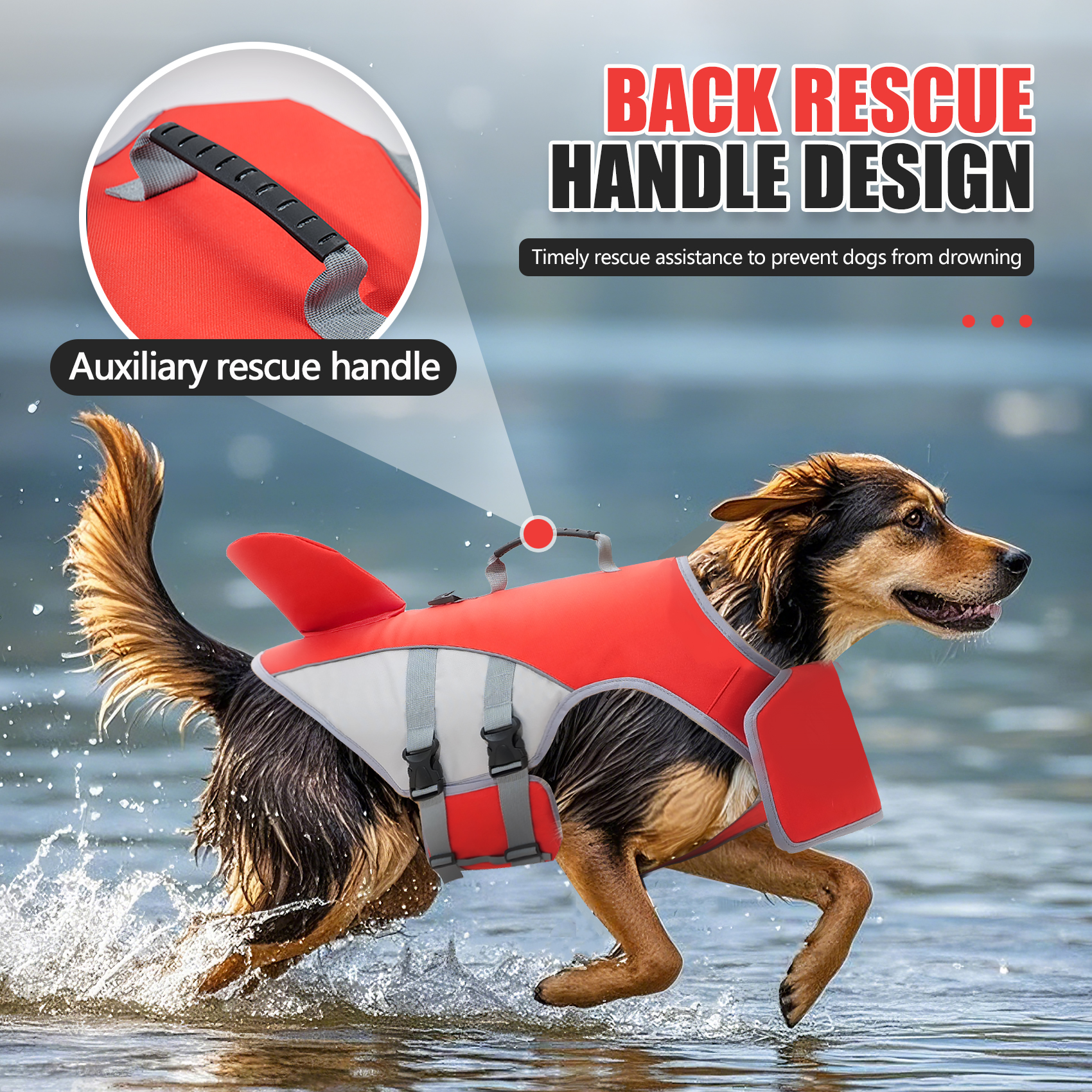 Amztom Dog Life Jacket  for Swimming – Adjustable Buoyancy Aid Flotation Vest for Boating Pool Beach, Safety Flotation Vest for Small Dogs (Red,S)