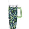 thumbnail image 2 of 40oz Green Vintage Cactus Theme Stainless Steel Flip Straw Tumbler Spill Proof Travel Cup Double Wall Vacuum Insulated Coffee Mug with Top Handle, 2 of 6
