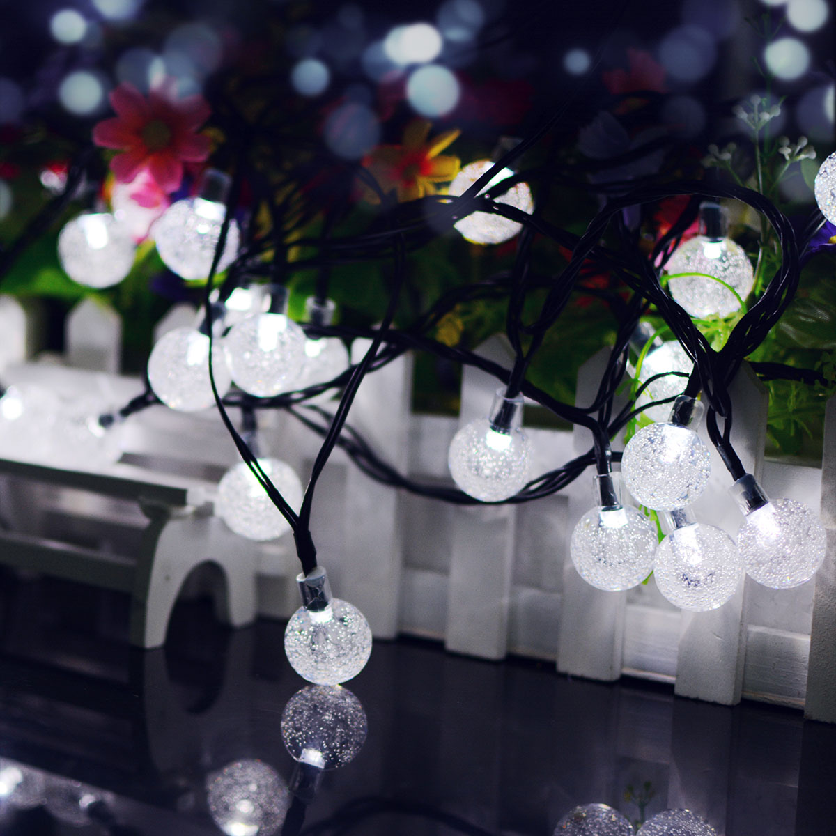 Outdoor Fairy Solar Lights Christmas Decorations, 23ft 50 LED Firefly