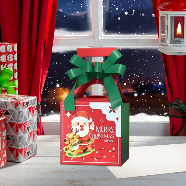 Fiudx Ofertas del día Caja navideña con lazo, caja navideña, bolsas de regalo para dulces, embalaje, cajas de regalo