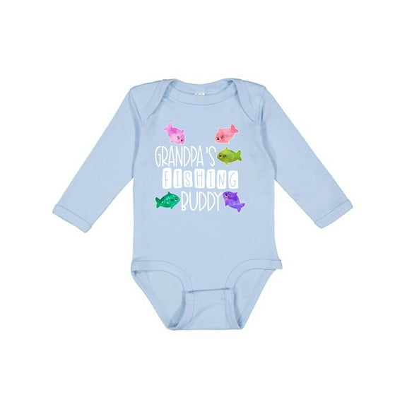 Inktastic Grandpa's Fishing Buddy with Colorful Fish Boys or Girls Long Sleeve Baby Bodysuit
