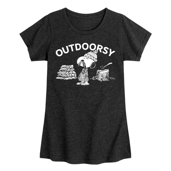 HYBRID APPAREL - Peanuts - Outdoorsy Snoopy - Toddler & Youth Girls Short Sleeve Graphic T-Shirt