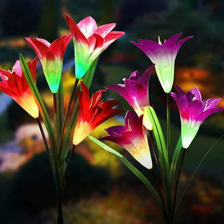 

KUNPENG LED Solar Outdoor Waterproof Lights Garden Yard Lilies Lamp 2Pcs