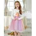 thumbnail image 2 of Oudiya Toddler Tutu Dresses Girls Long Sleeve Ruffle Fall Winter Holiday Star Sequin Tulle Dress 2-6Y, 2 of 7