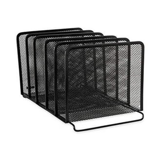 Metal Mesh Deep Desk Drawer Organizer, Six Compartments, 15.25 x 11.88 x  2.5, Black