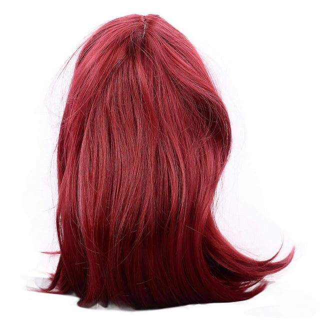 Perruque courte et lisse pour femme, couleur rouge, bande élastique, porte fermement, fausse perruque Bob avec frange