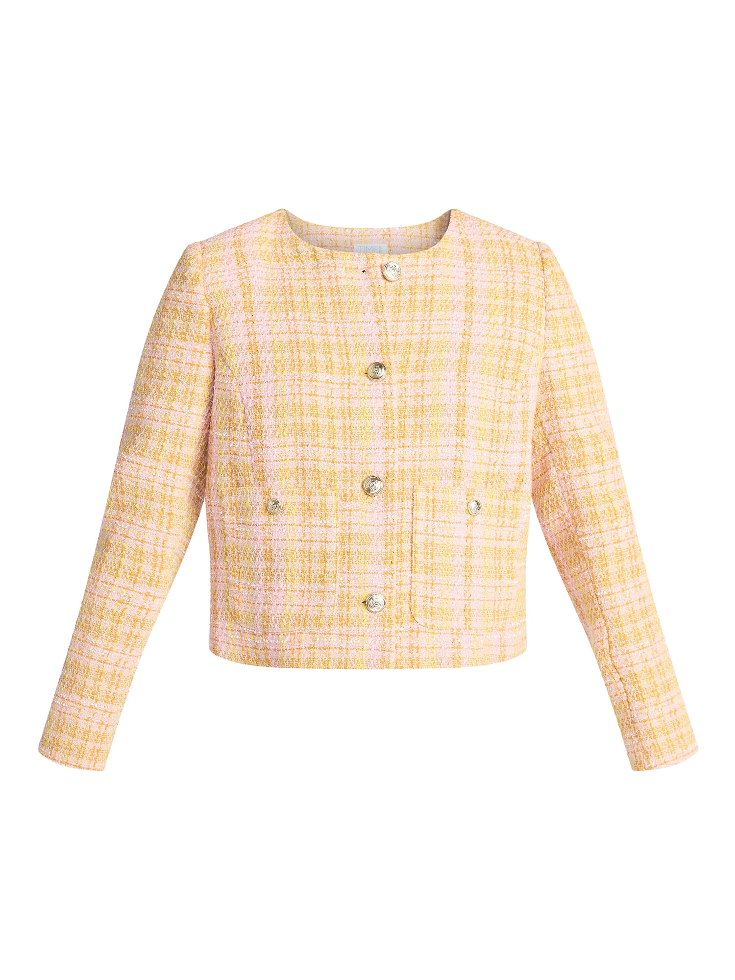 Time and Tru Women's Tweed Ladylike Blazer Jacket, Sizes XS-XXXL