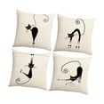 thumbnail image 4 of Juego de 4 fundas de cojín decorativas con diseño de gato, lavables a máquina, 45x45 cm. Ideales para la decoración del hogar., 4 of 9