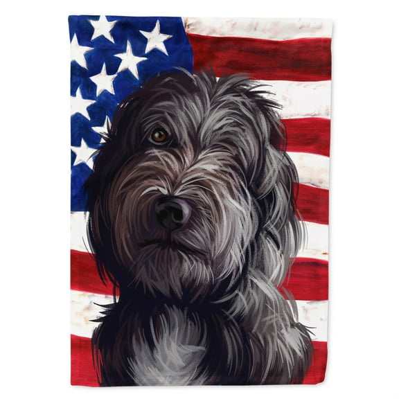 Lagotto Romagnolo American Flag Garden Flag