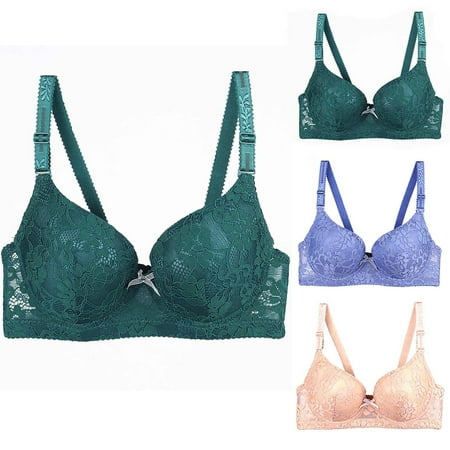 

LAIVNEI Bras for Women Wirefree Bras Everyday Bras Women s Underwear Sagging Collar and Sexy Bra with Lace Thin Large Soft Steel Ring Women s Daily 3PC Bra Green M