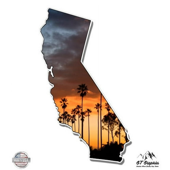 California Sunset - 3" Vinyl Sticker - For Car Laptop I-Pad Phone Helmet Hard Hat - Waterproof Decal