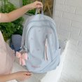 thumbnail image 5 of Nylon School Backpack, Lightweight Backpack with Bow Pendant, Spacious Trendy Backpack for Travel College Work (Sky Blue), 5 of 9