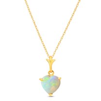 Galaxy Gold 14k 16" Yellow Gold Heart-shaped Natural Opal Pendant Necklace