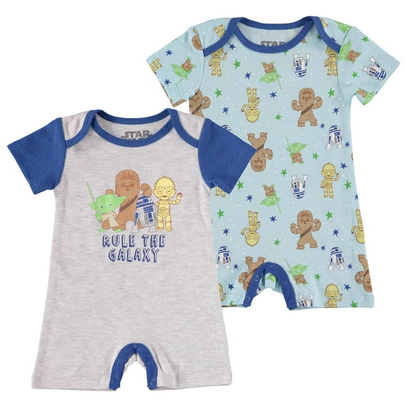 Star Wars Boys Infant 2-Pack Rompers, Size 0-9 Months