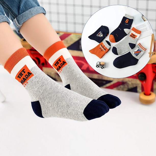 pares de calcetines para niños con estampado bonito, calcetines de tubo medio para niños, calcetines cálidos transpirables Pompotops qyievc234