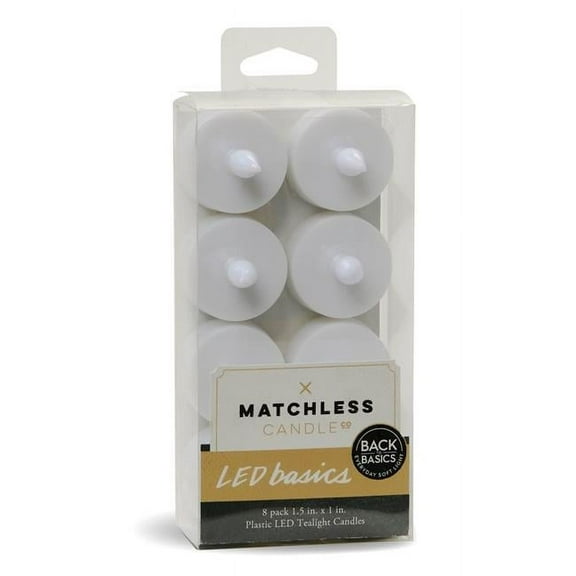 L&L 9046007 1.5 x 1.5 in. Dia. Matchless Darice White Unscented Scent Tealight Flameless Flickering Candle - Pack of 4