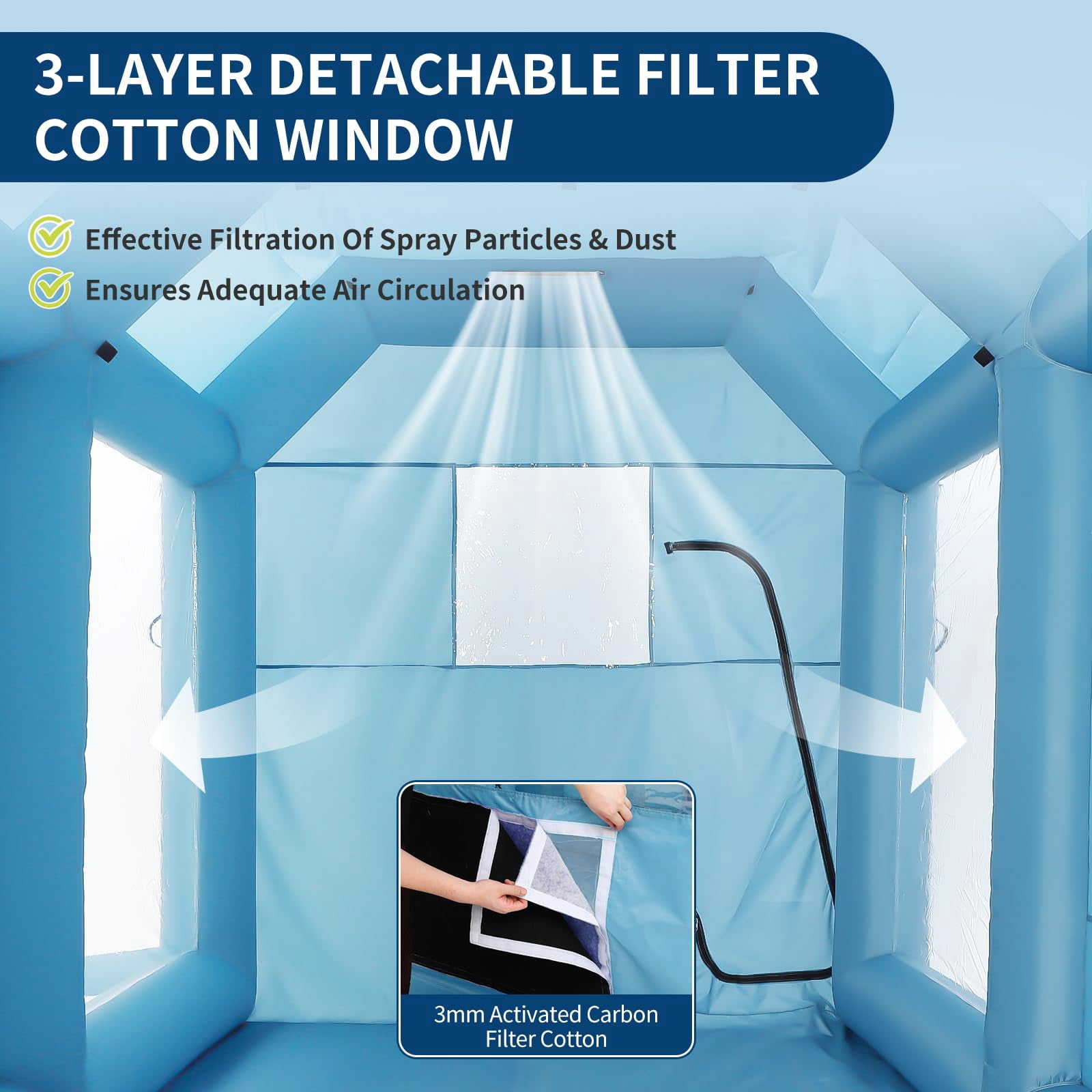DSstyles 20x13x9 FT Portable Paint Booth, Portable Spray Paint Tent with Filter System, 201D Oxford Fabric for Cars, Motorcycles, Furniture Painting