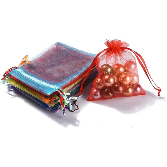 20pc Mixed Color Organza Gift Bags Jewelry Mesh Pouches for Wedding Party Christmas Gifts Candy Bags Organza Pouches for Potpourri Rectangle 10cm wide 12cm long