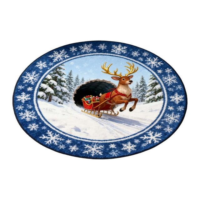 31.5 Inch 3D Visual Rug Santa up Design Festive Non Slip Doormat Xmas Indoor Outdoor Front Door Bathroom Kitchen Holiday Season Carpet Durable Easy to Clean 30x30x3cm
