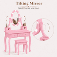 thumbnail image 6 of Ktaxon Kids Play Makeup Vanity Set with 3-Color Light, Girls Vanity Dresser Desk with Matching Stool, Pink, 6 of 9