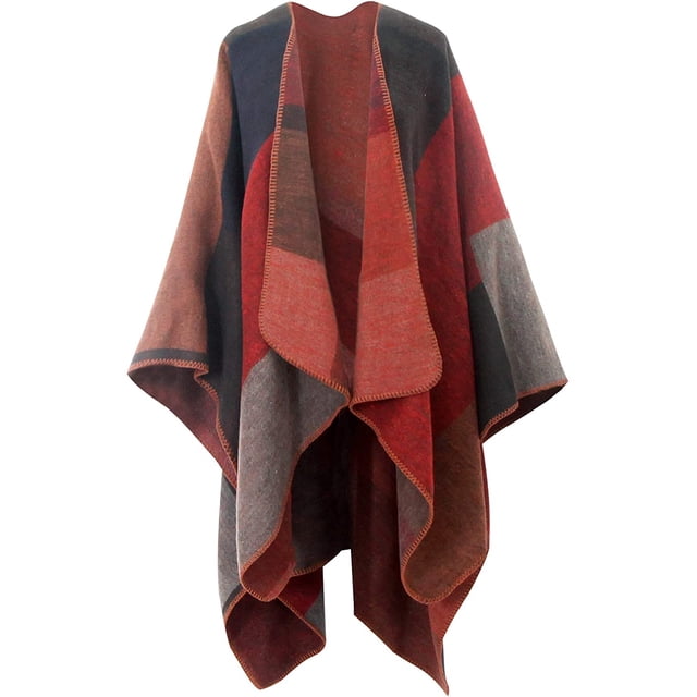 Châle Imprimé pour Femmes Poncho Ouvert à la Mode