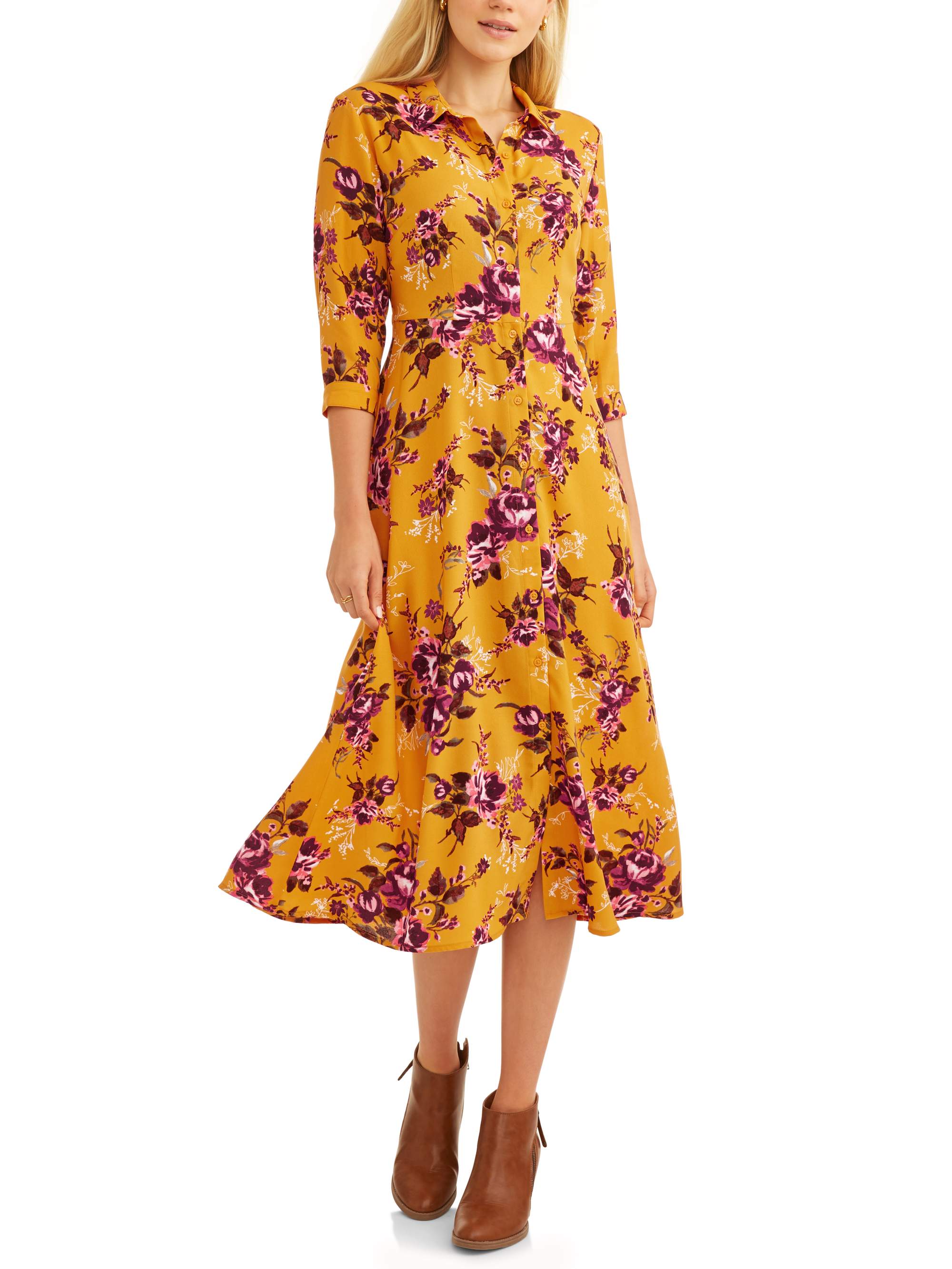 walmart yellow floral dress