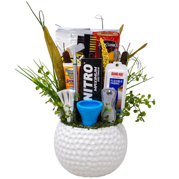 Powers Handmade Gifts Golf Gift Basket with Snacks and Accessories