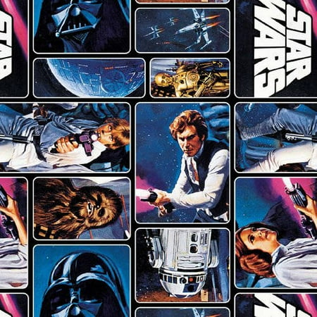 Scene Quilt Fabric - Star Wars Classic Painted Characters 100% Cotton Fabric For Quilting And Crafting Officially Licensed From Marvel