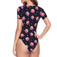 thumbnail image 4 of Haiem Cartoon Donut Planets Women's Crew Neck Short Sleeve Bodysuit Tops Stretchy Slim Basic-X-Large, 4 of 9