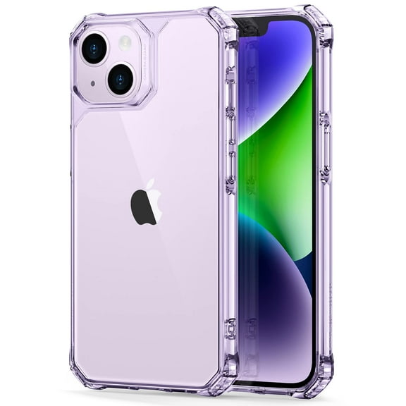 ESR for iPhone 13 Case/iPhone 14 Case, Military-Grade Protection, Shockproof Air-Guard Corners, Yellowing-Resistant Acrylic Back, Phone Case for iPhone 14/iPhone 13, Air Armor Case, Clear Purple