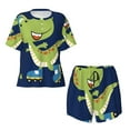 thumbnail image 4 of Lsque Dino Playing Roller Skate Women's Short-Sleeved Pajama Set - 2 Piece Soft and Lightweight Sleepwear Set-4X-Large, 4 of 9