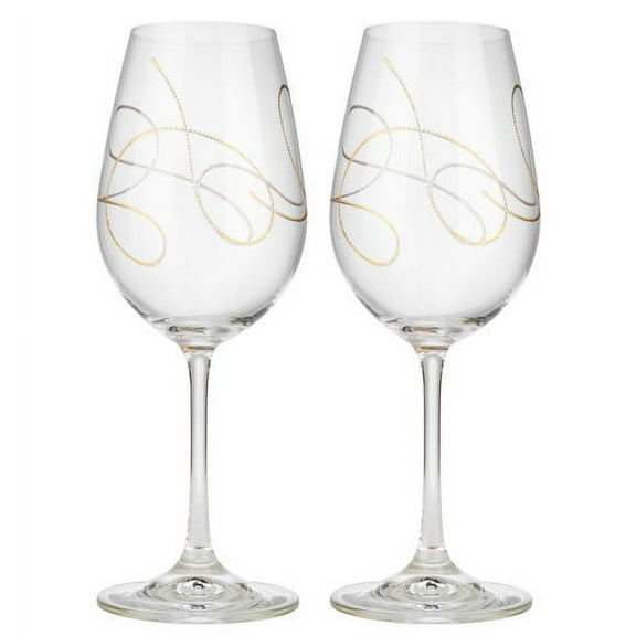 Elegant and Modern Viola Gold String Wine Glass Set - Hosting Parties and Events - Unique Design - 12 oz, Set of 2