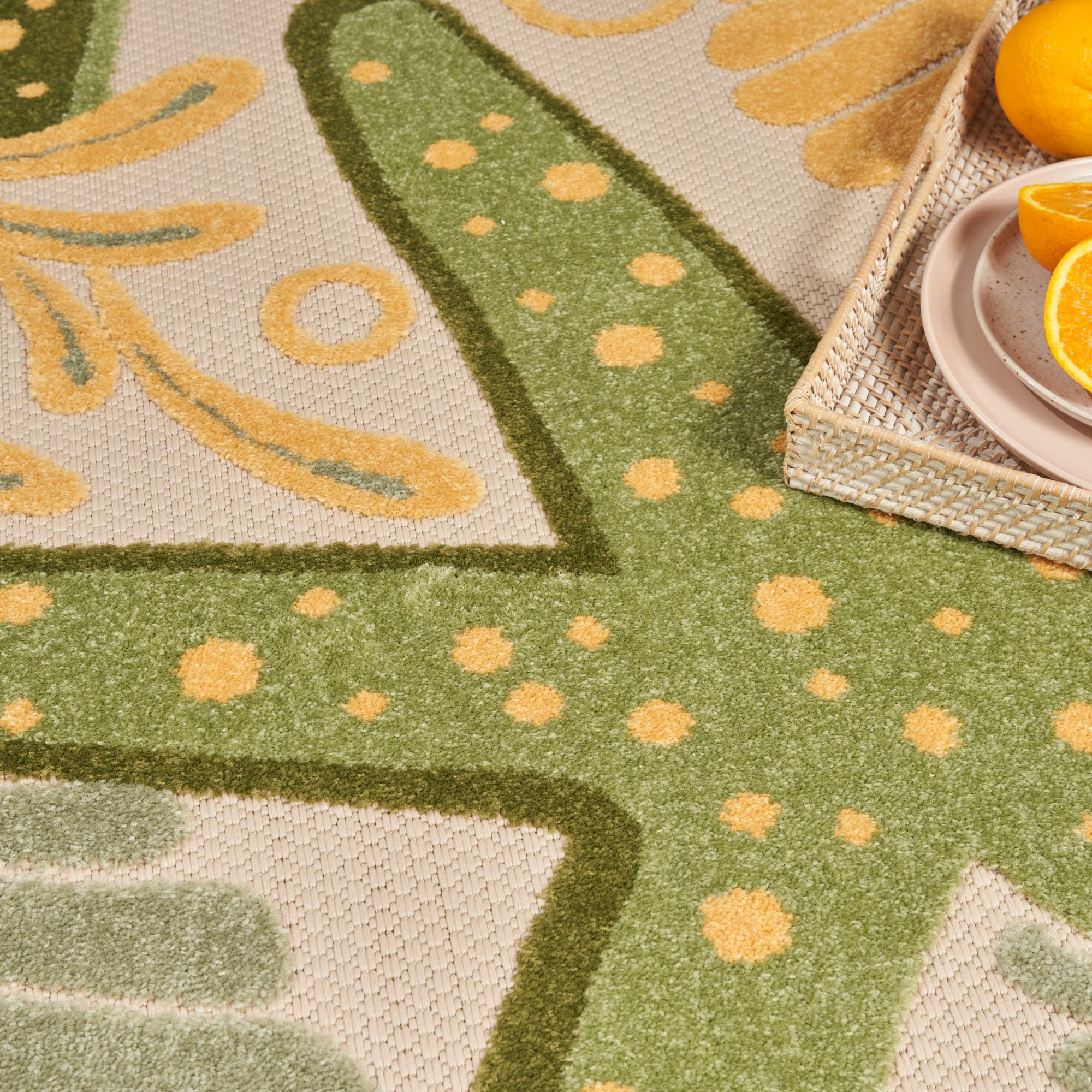 Nourison Aloha Ocean Starfish Indoor/outdoor Area Rug Green Yellow 9' x 12'