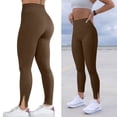 thumbnail image 2 of Women's High Waist Yoga Pants 4 Way Stretch Split Leg Design Leggings, 2 of 7