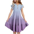 thumbnail image 2 of Tranfacy Robe d'Été pour Filles, Enfants, Manches Courtes, Extensible, Ligne A, Tournoyante, Patineuse, École, Récital, Col Rond, Robe pour Préados, 2 of 7