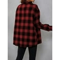 thumbnail image 4 of MORTTIC Women's Buffalo Plaid Button-Down Shirt, Long Sleeve Shacket Top, Casual Plaid Blouse for Fall & Winter, Red, M, 4 of 5