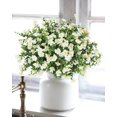 thumbnail image 5 of ZOELNIC 6 PCS Outdoor Artificial Plant Flower UV Resistant Fake Stems Plants, Faux Shrubs Outdoor Greenery Plastic Plants for Outside Garden Porch Window Home Wedding Farmhouse Patio Decor, White, 5 of 8