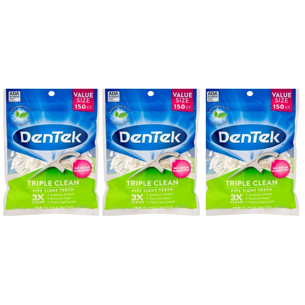 Dentek Triple Clean Floss Picks 150 Count, 3 Pack