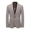 thumbnail image 4 of Cloudstyle Men's Slim Fit Vertical Stripe Notched Lapel Single-Breasted 1-Button Blazer,Spring/Summer Business Casual Jacket with Back Vent, 4 of 11