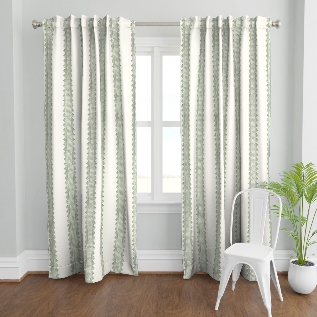 Curtain Panel, 84", Cypress Cotton Canvas Sage Green Stripe