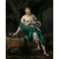 thumbnail image 2 of Herman van der Mijn 12x14 Black Ornate Wood Framed Double Matted Museum Art Print Titled: A Woman with a Dog (1719), 2 of 5