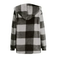 thumbnail image 5 of Women Plaid Sherpa Fleece Jacket Long Hoodie Coat Winter Warm Zip Up Hooded Outerwear Checkered Cardigan with Pockets, 5 of 5