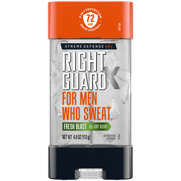 Right Guard Xtreme Defense Gel Antiperspirant & Deodorant for Working Men, Fresh Blast, 4 oz.