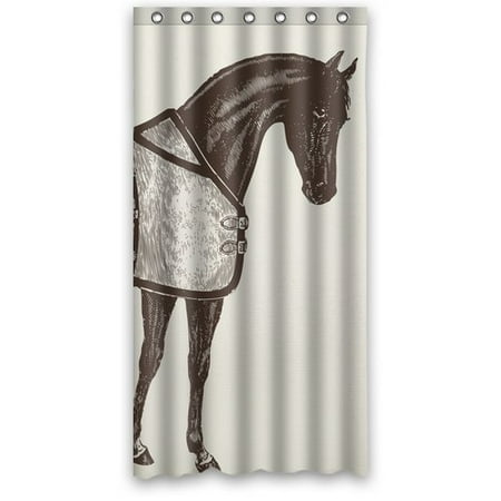 HelloDecor Ideas Horse Equestrian Shower Curtain Polyester Fabric Bathroom Decorative Curtain Size 36x72