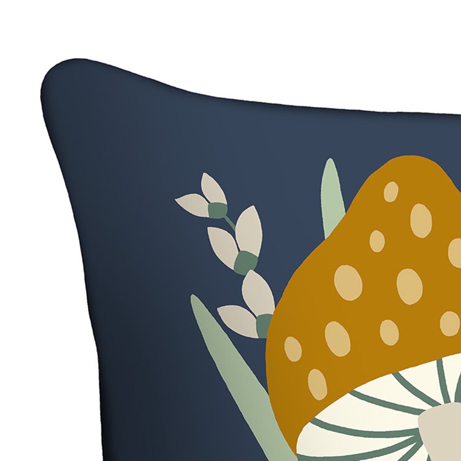 Mainstays 16" x 16" Reversible Gnome Mushroom Decorative Outdoor Throw Pillow, Navy, 1 Count