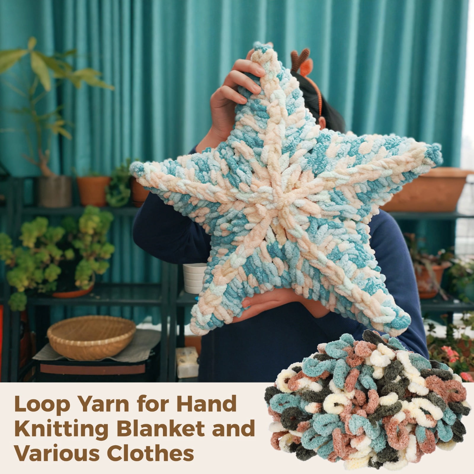5 PCS Chunky Yarn Set, 100% Polyester Loop Yarn, Blanket Yarn for DIY Scarf and Bags, Multicolor Chenille with Alpaca Tag, 5-Pack Craft Kit for Beginners